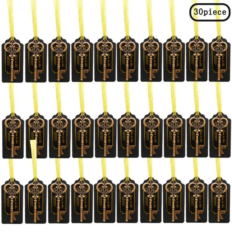 Red copper(30Pcs) Ретро цинковый сплав ключ открывалка для бутылок Свадебные украшения уникальный свадебный подарок для гостей - Цвет: Red copper(30Pcs)
