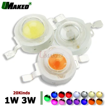 

10pc UMAKED High Power 1W 3W LED Chips Bulb Light SMD Warm White Cool Red Blue Yellow Green led Spotlight Epistar COB Diode Chip