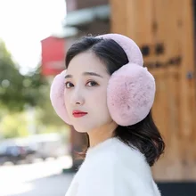 Однотонные женские складные зимние наушники из искусственного меха, теплые плюшевые головные уборы, меховые наушники AD0915