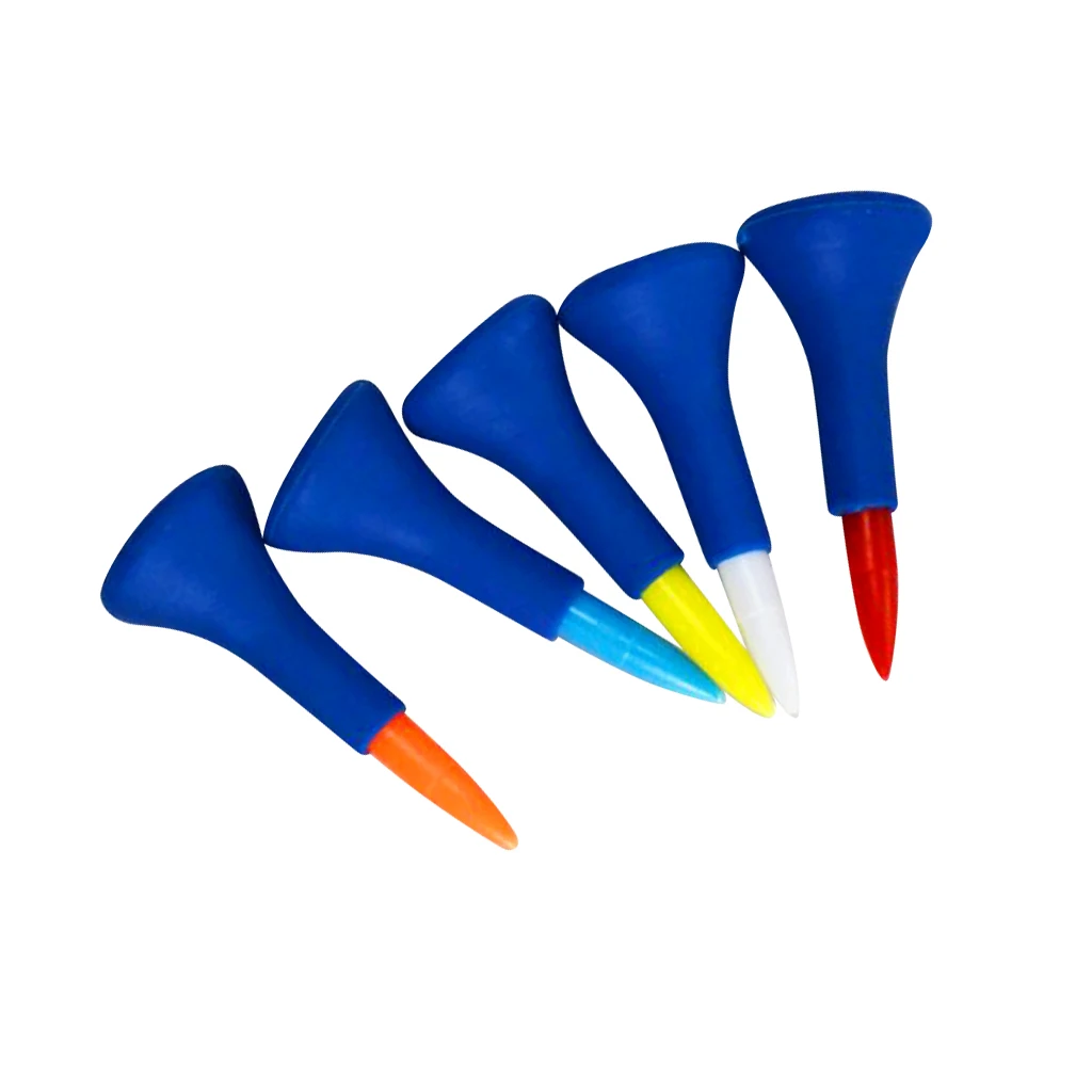 10Pcs Plastic Rubber Cushion Top Golf Tees Random Color 42mm + 83mm