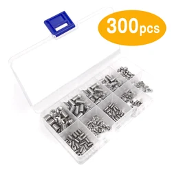 300PCS M3 M4 M5 M6 M8 304 Stainless Steel Head Socket Hex Grub Screw Assortment Kit