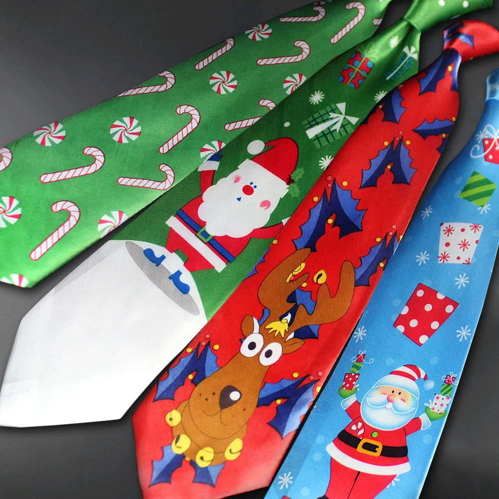 

Novelty Design Christmas Ties Red Good Quality Printed Necktie Halloween Christmas Tree Snowman Elk Tie For Men Christmas Gift