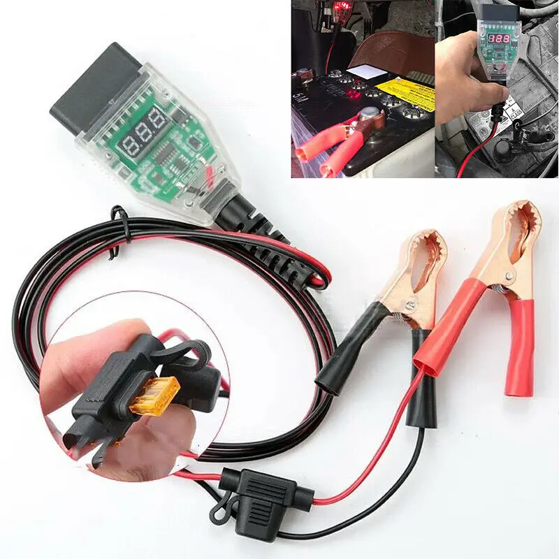 

OBD2 Car Computer ECU Memory Saver with LED Voltage Displa ECU Battery Saver Replace Car Battery Safe ECU Emergency Power Supply