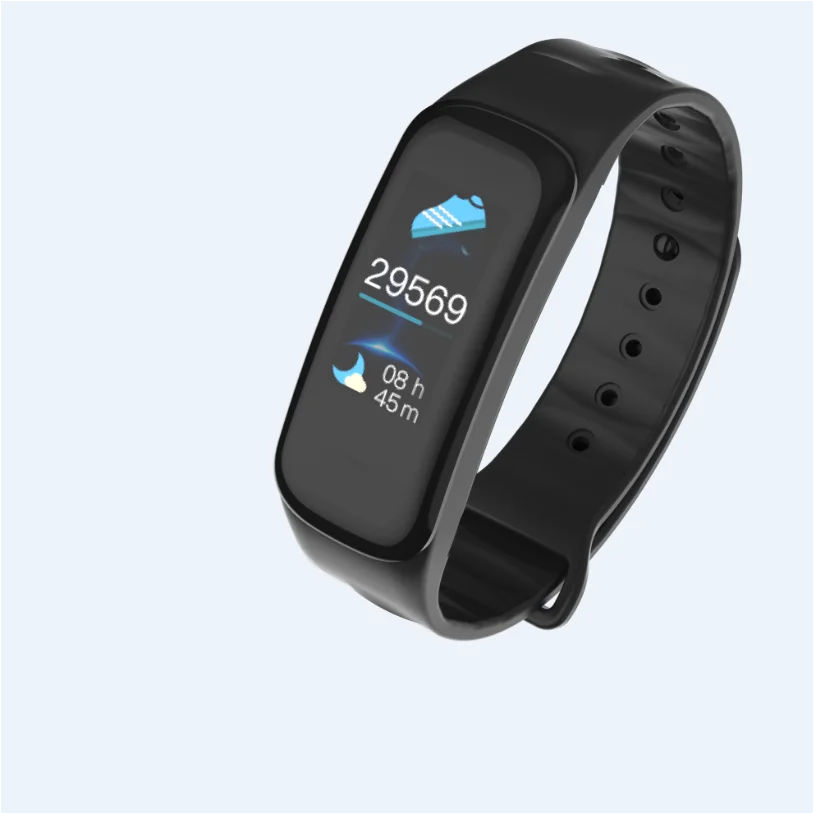 C1Plus mart часы браслет напульсники красочный экран монитор сердечного ритма сна кровяное кислородное кровяное давление ip67водонепроницаемый - Цвет: Черный