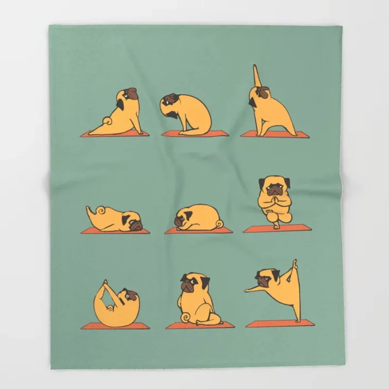 Pug Yoga Throw Blanket