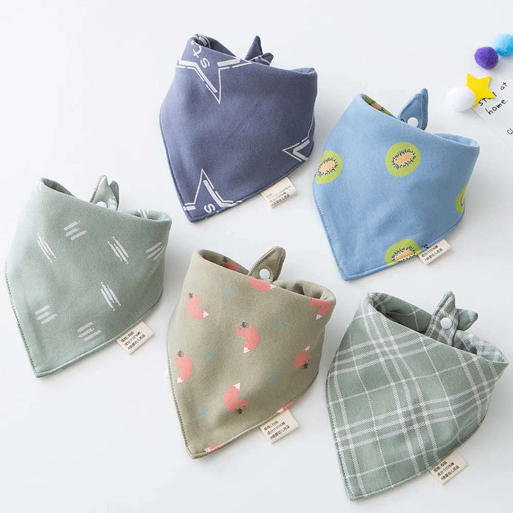 New 5 Pieces/Lot Baby Bib Newborn Feeding Burp Cloth Cotton Kids Triangle Scarf Teething Saliva Towel Soft Bandana Bibs 3