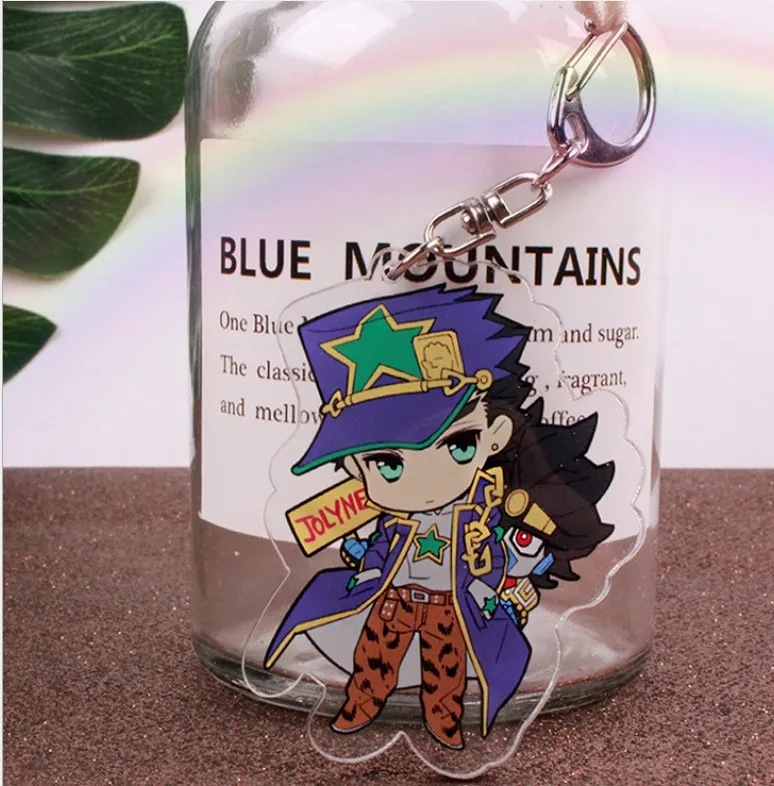 Anime JoJos Bizarre Adventure Golden Wind Kujo Jotaro Acrylic Figure keychain Keyring Decoration Collection Model Toy Cosplay - Color: as pictured