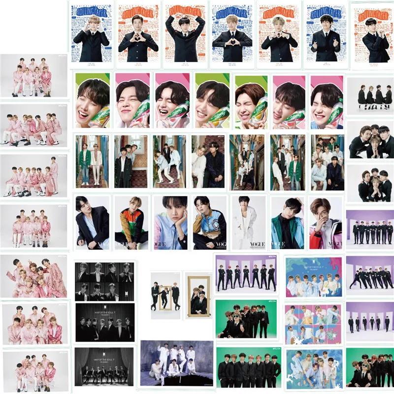 54 шт./компл. Bangtan Boys JK V SUGA JIMIN JIN JHOPE RM Lomo открытки самодельные фото веера Подарочная
