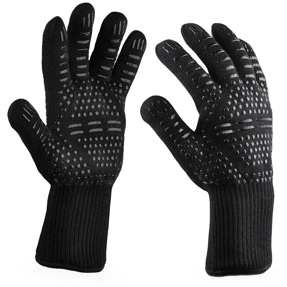 Женские Мужские перчатки для горячего барбекю, гриль кулинарные рукавицы Высокая термостойкость печь сварочные перчатки для защиты запястья guantes luva - Цвет: H