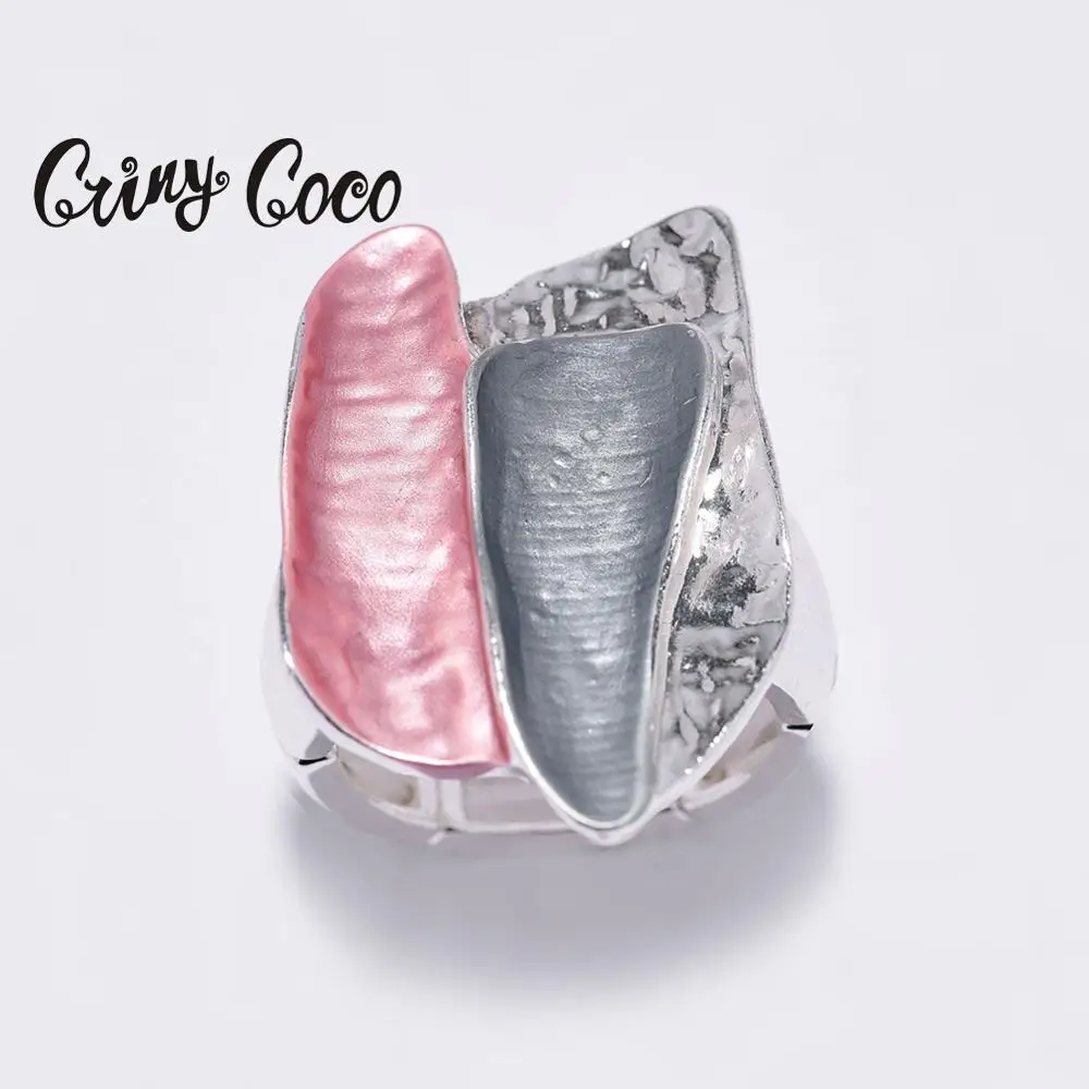 Женское кольцо с эмалью Cring Coco модное асимметричное геометрическое из металлического сплава розовой