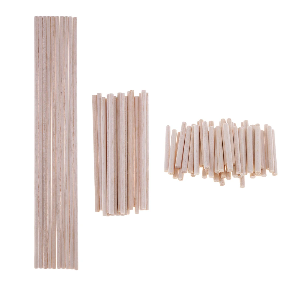 10/20/50pc Balsa Wood Unfinished Craft Round Sticks Dowel Rod Model Building