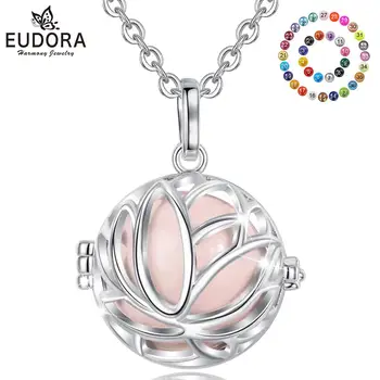 

Eudora 20mm Unique Harmony Pregnancy ball Necklace Pregnancy bola ball pendant with lotus Flower cage new Jewelry with box K387