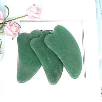 

Tontin Natural Aventurine Aventur Jade Guasha Board Gree Stone Scraping GuaSha Tools V line Face Beauty Kit Healthcare