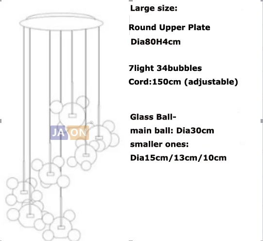L size 7light 34ball Светодиодный Nordic железа Стекло белый пузырь дизайнерский светодиодный светильник. Подвесной светильник для фойе - Цвет корпуса: L size 7light 34ball