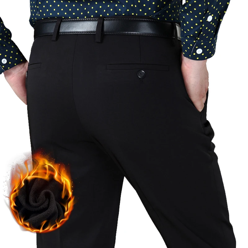 Miglior Taglie 40 42 44 Affari casual In Caldo Pile Pantaloni dell abito Nuovo Diritto Convenzionale Maschio Inverno Pantaloni Più I Pantaloni Addensare Pantaloni di Velluto