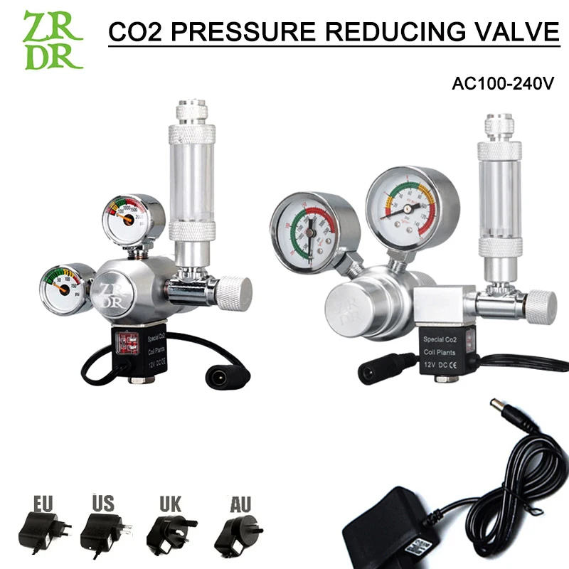 ZRDRDIY Аквариум CO2 регулятор поворотный клапан точной настройки Соленоидный
