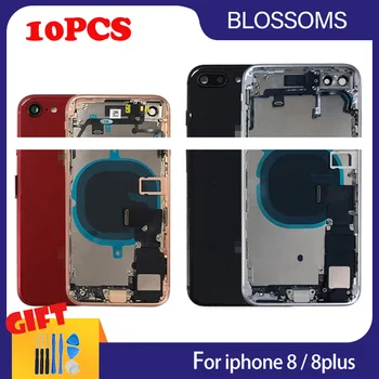 

10pcs Full Housing for iphone8 8P Plus Back Battery Cover Door Middle Frame Chassis + Glass Cover with Flex Cable Parts Assembly