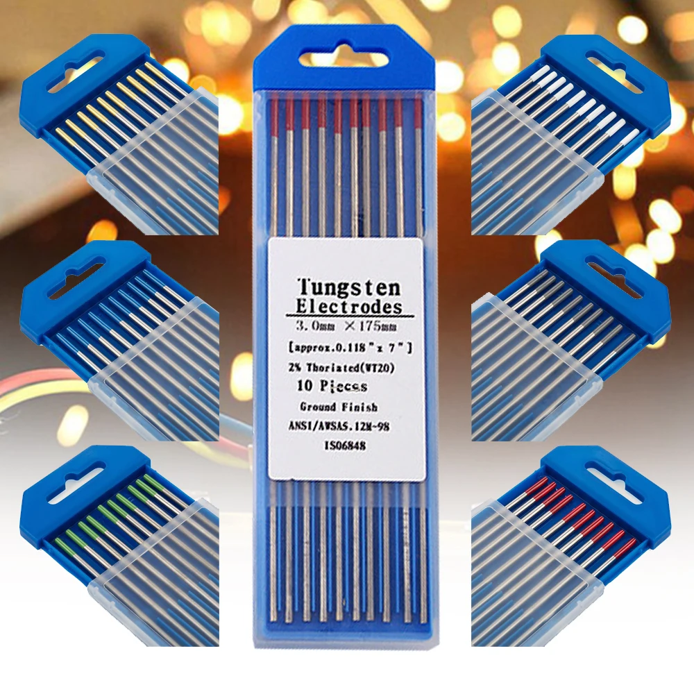 Electrodos de wolframio profesional electrodos de soldadura WT20 WC20 WL20 WL15 WZ8 WP WY20 WR20 E3 1,6mm 2,4mm 3,2mm Tig varillas