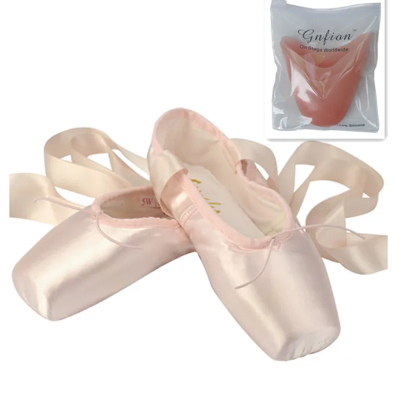 pink satin ballet shoes with ribbons
