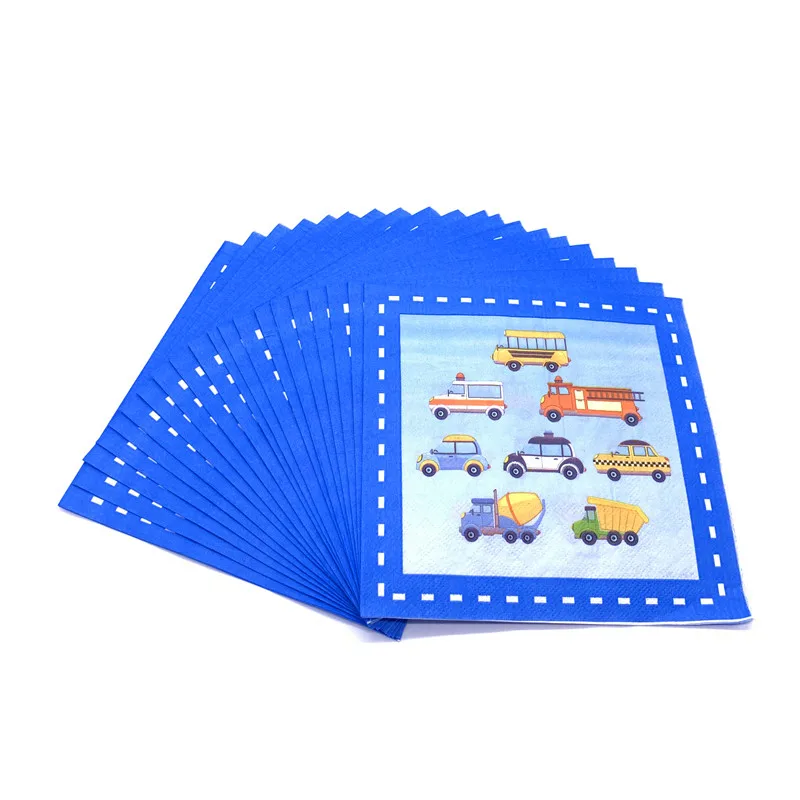 napkin-20pcs Спрос среди детей строительный инженерный транспорт тематическая вечеринка на день рождения поставки тарелки чашки флаги салфетки одноразовые трубочки посуда - Цвет: napkin-20pcs
