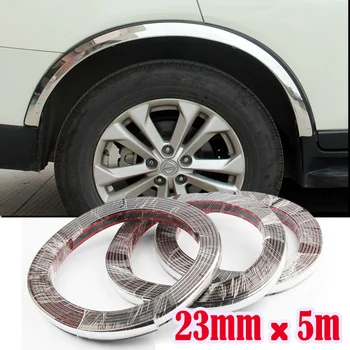

23mmx5m universal car Wheel eyebrow Chrome Car Styling Moulding Strip Trim Auto DIY Protect Sticker