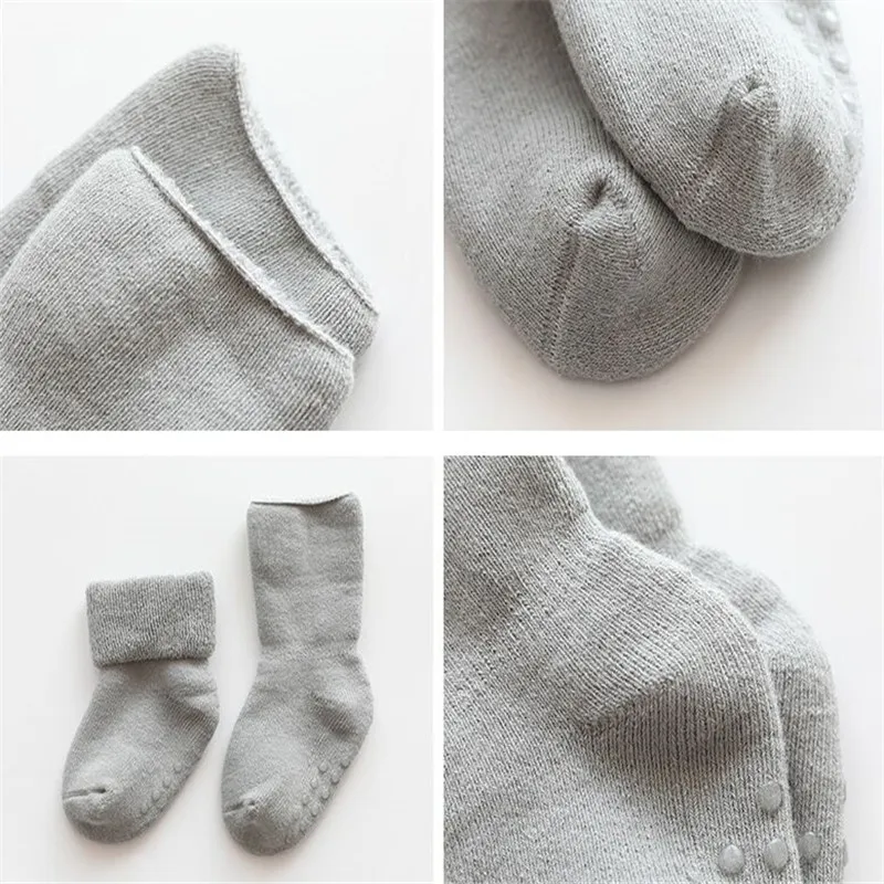 Носки для новорожденных; махровые нескользящие носки для малышей; зимние теплые толстые носки для маленьких девочек и мальчиков; однотонная Одежда для младенцев; аксессуары