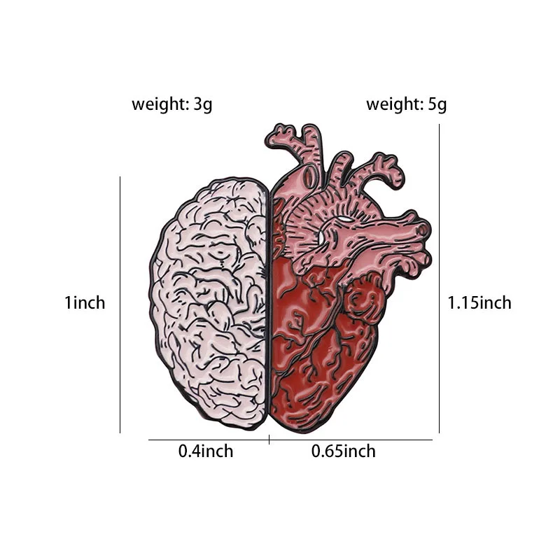 Анатомическая брошь сердце и эмалированная булавка медицинская Анатомия сердца Неврология нагрудная булавка