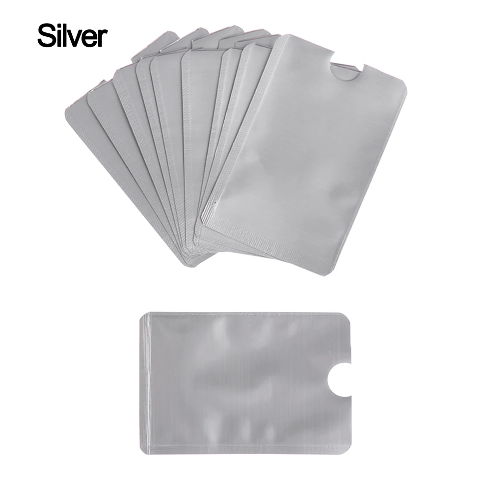 Silver 10 шт./компл. Анти Rfid кошелек Блокировка ридер Блокировка банк держатель карты ID Чехол Защита металлический алюминиевый Красочный Держатель для кредитных карт - Color: Silver