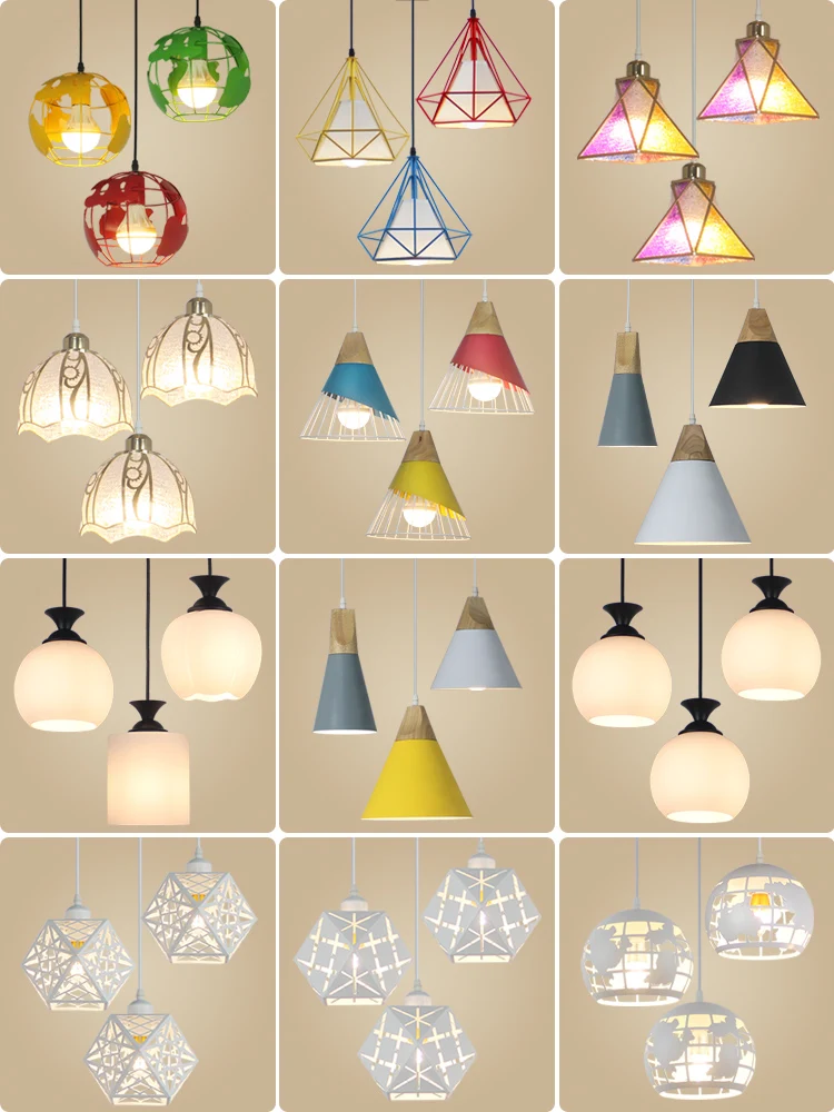 

Modern Dining Room Color Chandelier LED Personality Creative Bedroom Hallway Bar Iron Material Chandelier