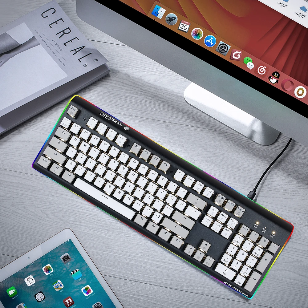 Водонепроницаемая клавиатура HEXGEARS K735 механическая с 104 кнопками Игровая Kailh BOX