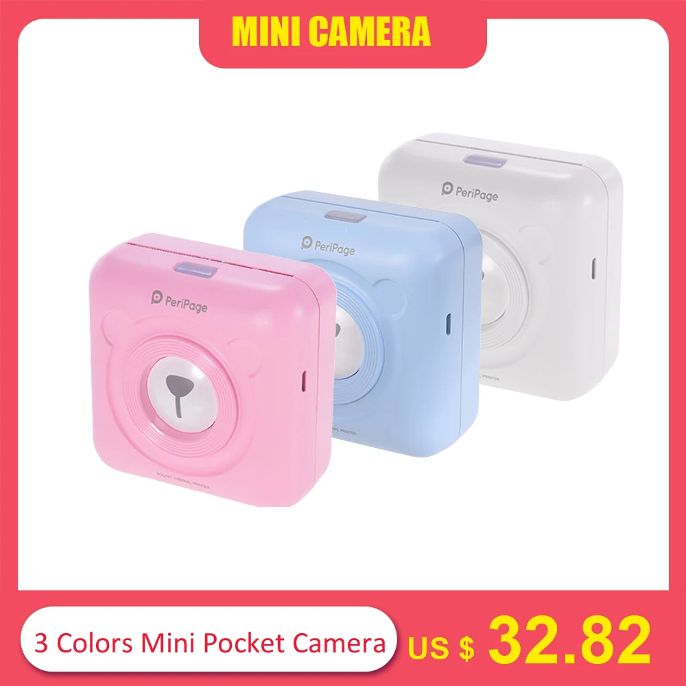 

3 Colors Mini Pocket Picture Printer Photo Digital Cute Receipt Paper Print /USB Cable for Android iOS Smartphone Gifts for Kids