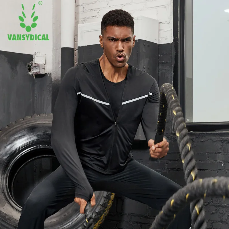 

Vansydical Spring And Summer Coat Men's Hooded Elasticity Quick-Dry Workout Clothes Lightweight Breathable Sports Clothing Manuf