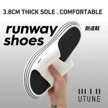 UTUNE Outside Slippers Men Summer Runway Shoes EVA Outdoor Women Slides Soft Thick Sole Non-slip Pool Beach Sandals Indoor Bath