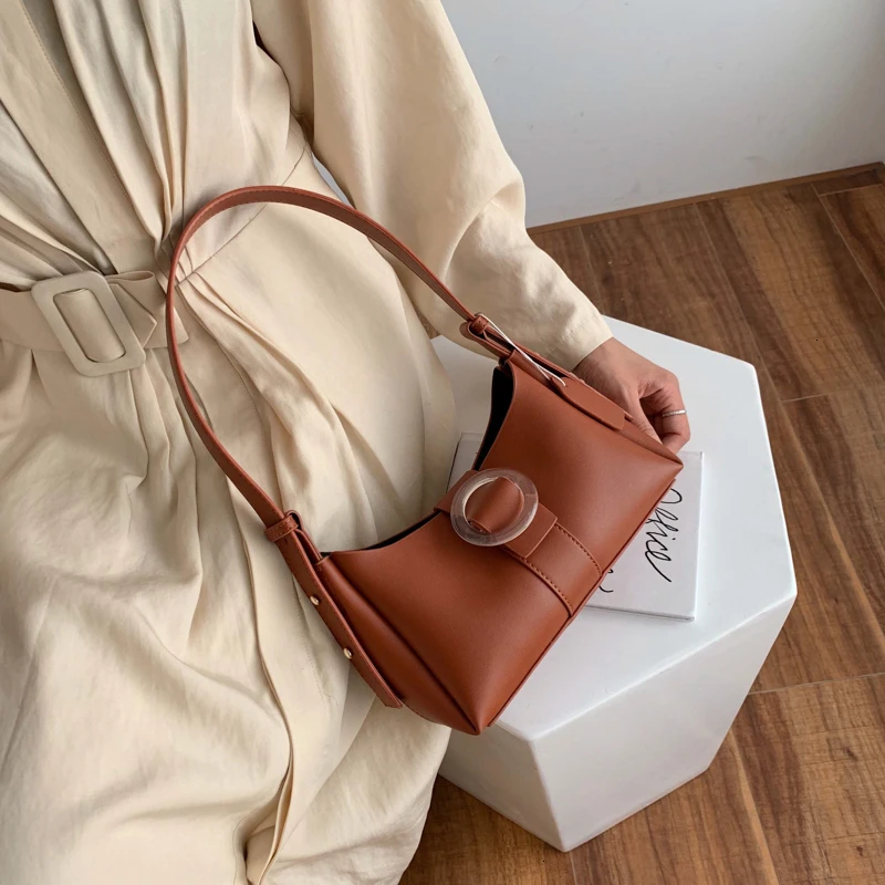 

Acrylic Buckle Fashion PU Leather Crossbody Bags For Women 2019 Small Shoulder Messenger Bag Lady Phone Handbags And Purses