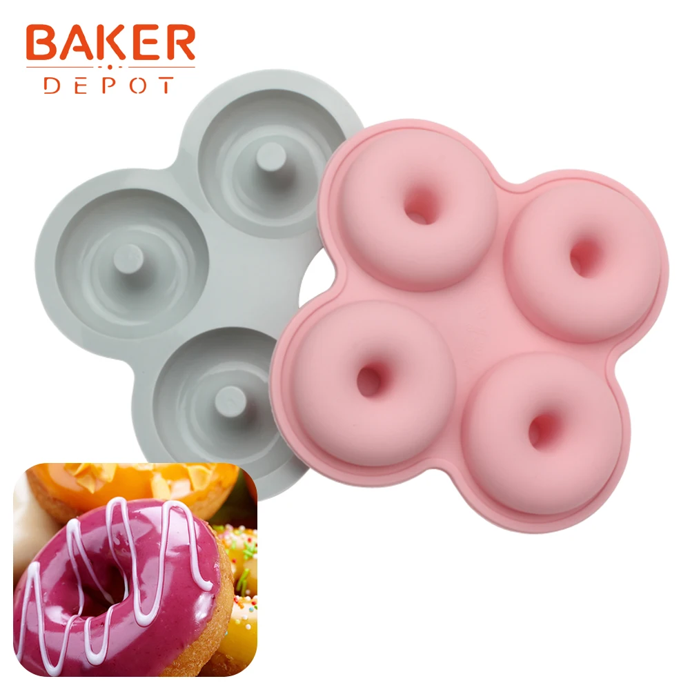 BAKER DEPOT большая силиконовая формочка для пончиков выпечки тортов 4 полости форма