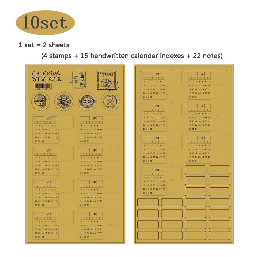 20 листов,, крафт-бумага, рукописный календарь, записная книжка, индексная этикетка, наклейка, календарь, органайзер для стикеров, канцелярские товары