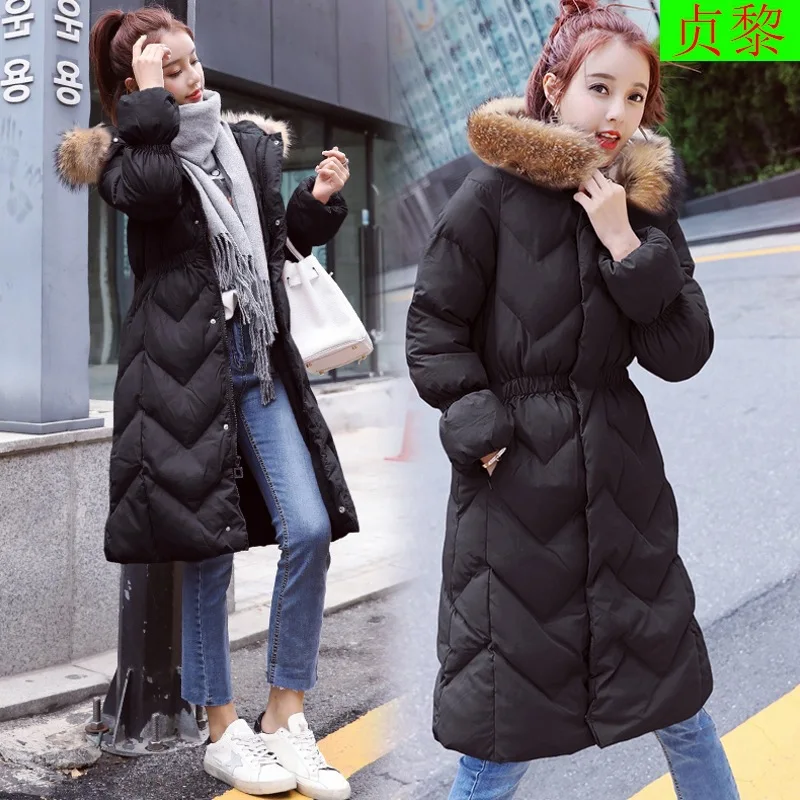 

Cotton-padded Clothes Suit 2018 New Style Women's Winter Korean-style Slim Fit Waist Hugging Mid-length Cotton-padded Clothes Th