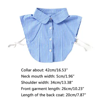 

Women Vertical Striped Lapel Fake Collar Button Down Sweater Half-Shirt Blouse 449F