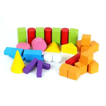 

32Pcs/Set Wooden 3D Geometry Solid Blocks Kids Learning Math Educational Toy