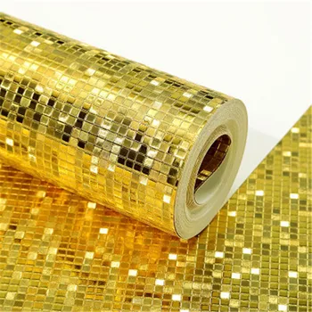 

Luxury Glitter Mirror Effect Gold Foil Mosaic Wallpaper Reflective Stereo Wallpaper Silver Foil Wall Paper Background Decor