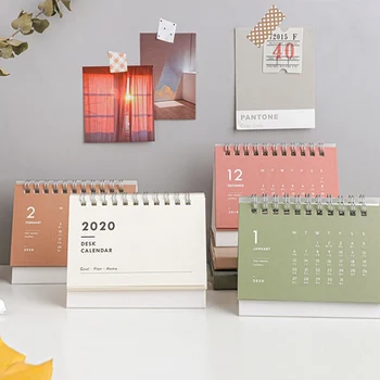 

2020 New Year Table Calendar Creative Simple Desk Coil Notepad Kraft Paper Calendar Daily Schedule Yearly Agenda Organizer