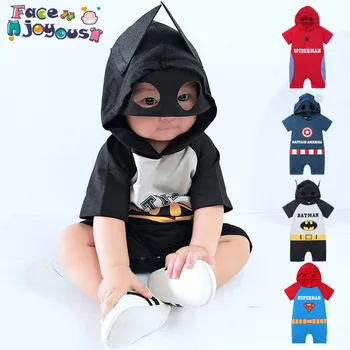 

2019 Summer Newborn Baby Boy Clothes Cartoon Super Hero Rompers Spiderman Batman Captain America Molding Costume Baby Rompers