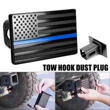 

Trailer Hitch Cover Heavy Duty Metal 2" Tow Rear Receiver Plug Cover USA Flag Emblem Hitch Cover Tube Plug for Pickup Trucks SUV