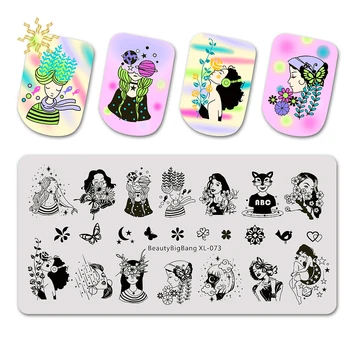 

BeautyBigBang 1Pcs Nail Stamping Plates Beautiful Girl Butterfly Night Dream Image Nail Art Template Nail Stamping Plate