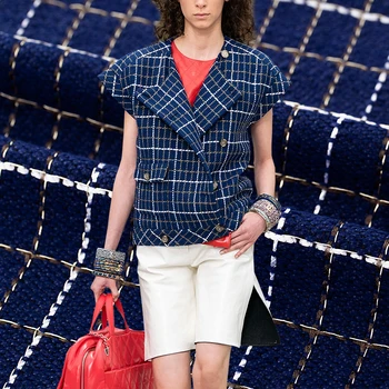 

Red Raspberry Italy Blue Plaid Tweed Fabrics Garment Material Autumn Women Jacket Coat Sewing Cloth Tailor Textile Freeshipping