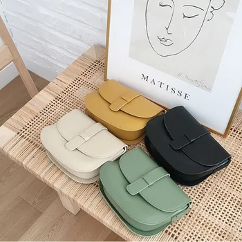 

Women Small Fashion New Trend Classic Casual Sweet Soild Simple Concise Half Circular Saddle Shoulder Crossbody Bags