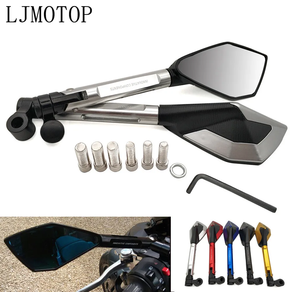 Universal CNC Aluminum Motorcycle Handlebar Rear View Mirrors For Kawasaki ZG1000 ZRX 1100 1200 ZX 11 1100 7R 9 W800 Z750 ZX6