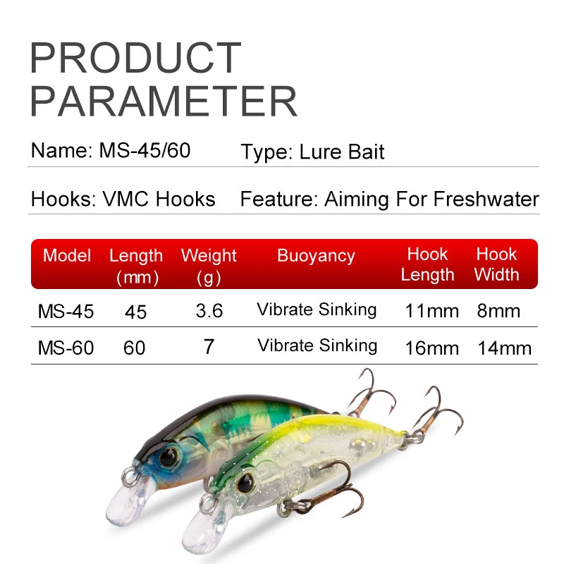 Kingdom Micro Fly Minnow Fishing Lures Vibrate Sinking Wobbler 45mm Noise  60mm Silence 2 Type Artificial Hard Bait Trolling Lure