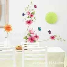 2007 стиль внешней торговли декоративные гладкие для плитки в ванной комнате спальни цветок и бабочка настраиваемые наклейки на стену ZooYoo