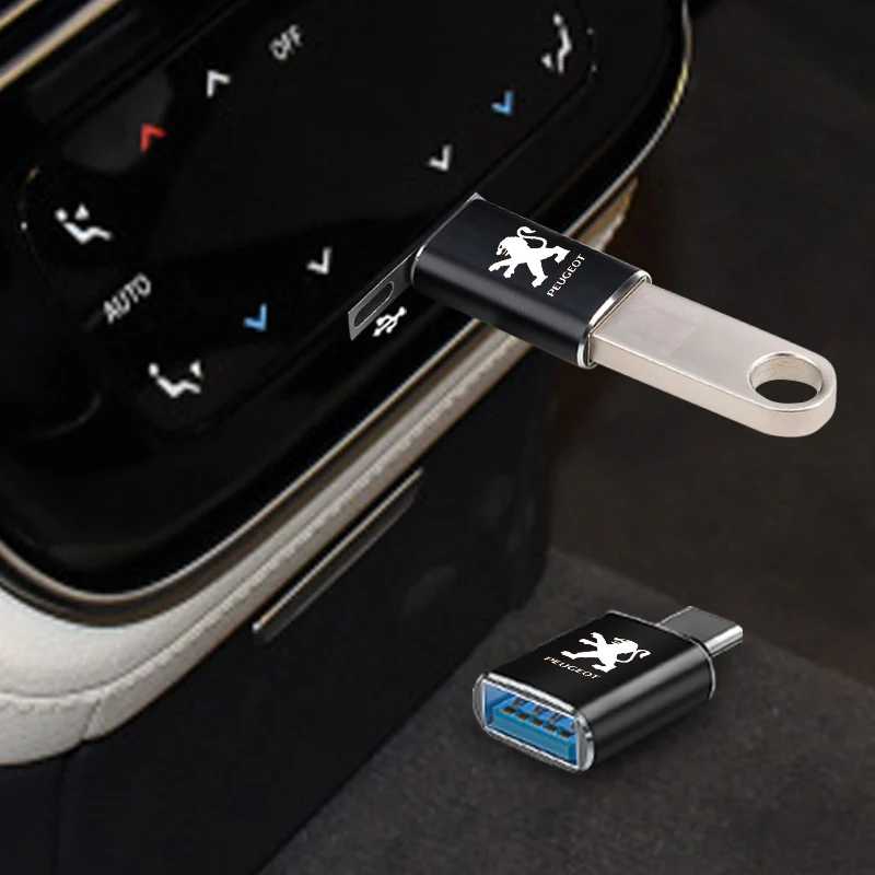 1pcs Type-C Turn USB Adapter Interface Converter For Peugeots 206 307 301 207 407 3008 308 406 107 108 208 408 508 607 807 2008